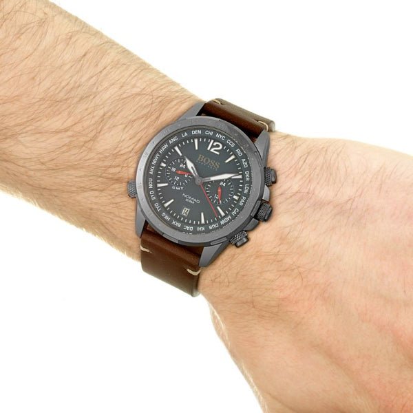 Hugo Boss Nomad Blue Dial Brown Leather Strap Watch for Men - 1513773