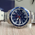 Fossil Grant Sport Chronograph Blue Dial Silver Steel Strap Watch for Men - FS5238