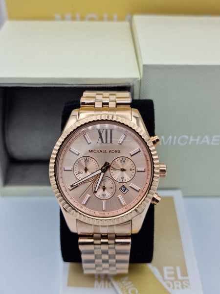 Michael Kors Lexington Rose Gold Dial Rose Gold Steel Strap Watch for Men - MK8319