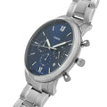 Fossil Neutra Chronograph Blue Dial Silver Steel Strap Watch for Men - FS5792