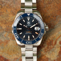 Tag Heuer Aquaracer Calibre 5 Blue Dial Silver Steel Strap Watch for Men - WAY211C.BA0928