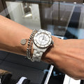 Chanel J12 Diamonds Quartz Ceramic White Dial White Steel Strap Watch for Women - J12 H2422