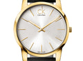 Calvin Klein City Silver Dial Black Leather Strap Watch For Men - K2G21520