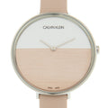 Calvin Klein Rise White Beige Dial Beige Leather Strap Watch for Women - K7A231XH
