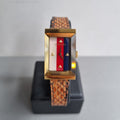 Gucci G-Frame Mother of Pearl Dial Brown Leather Snakeskin Strap Watch For Women - YA147402