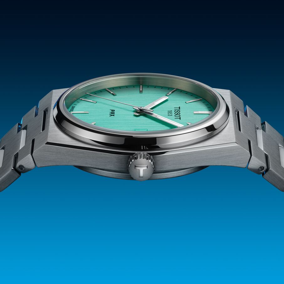 Tissot PRX Powermatic 80 Automatic Mint Green Dial Silver Steel Strap Watch for Men - T137.407.11.091.01