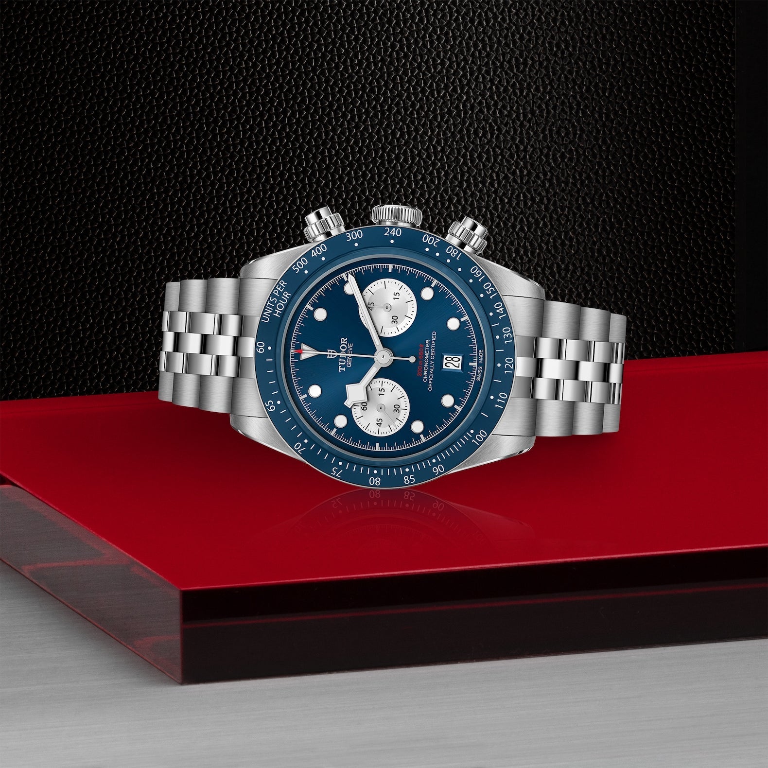 Tudor Black Bay Chrono Blue Dial Silver Steel Strap Watch for Men - M79360B-0002