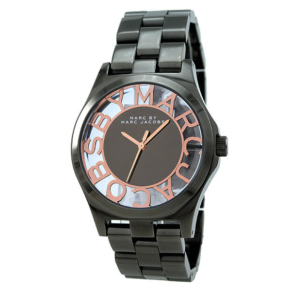 Marc Jacobs Henry Skeleton Black Dial Black Steel Strap Watch for Women - MBM3254