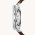 Fossil Townsman Automatic White Dial Brown Leather Strap Watch for Men - ME3064