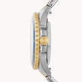 Fossil FB-01 Automatic Skeleton Blue Dial Two Tone Steel Strap Watch for Men - ME3191