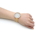 Michael Kors Parker Mother of Pearl White Dial Gold Steel Strap Watch For Women - MK4693