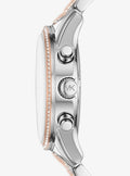 Michael Kors Ritz Chronograph White Dial Two Tone Steel Strap Watch For Women - MK6651