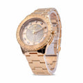 Michael Kors Runway Three-Hand Gold Dial Gold Steel Strap Watch For Women - MK6911
