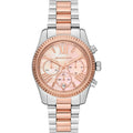 Michael Kors Lexington Chronograph Rose Gold Dial Two Tone Steel Strap Watch For Women - MK7219
