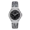 Michael Kors Lennox Quartz Black Dial Grey Leather Strap Watch For Women - MK7309