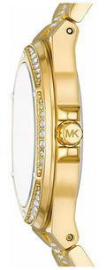 Michael Kors Lenox Three Hand Silver Dial Gold Steel Strap Watch For Women - MK7361