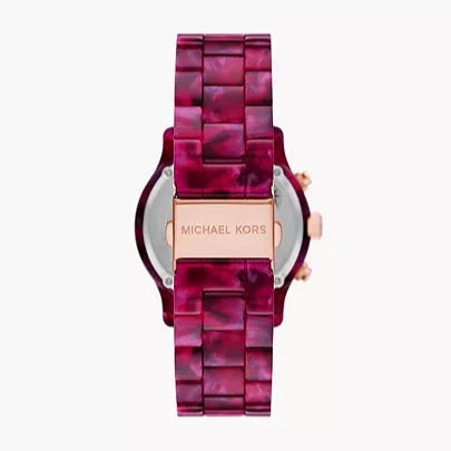 Michael Kors Runway Chronograph Red Dial Red Steel Strap Watch for Women - MK7425