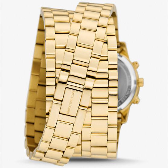 Michael Kors Runway 18K Gold-Plated Triple Wrap Gold Dial Gold Steel Strap Watch for Women - MK7450