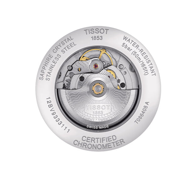 Tissot T Classic Luxury Powermatic 80 White Dial Silver Steel Strap Watch For Men - T086.408.11.016.00