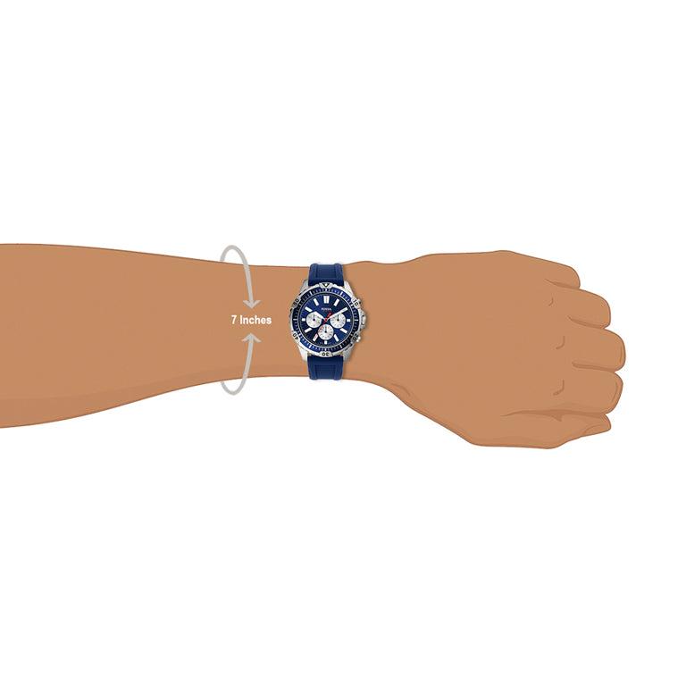 Fossil Garrett Chronograph Blue Dial Blue Rubber Strap Watch for Men - FS5709