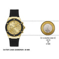 Guess Athena Gold Dial Black Rubber Strap Watch For Women - GW0030L2