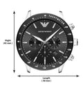Emporio Armani Mario Chronograph Black Dial Black Leather Strap Watch For Men - AR11243