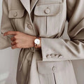 Daniel Wellington Iconic Link White Dial Rose Gold Steel Strap Watch For Women - DW00100211