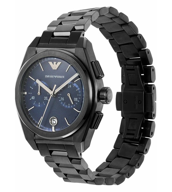 Emporio Armani Analog Chronograph Blue Dial Silver Steel Strap Watch For Men - AR11561