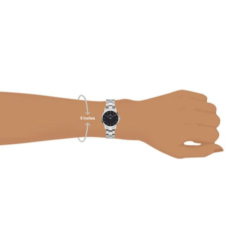 Daniel Wellington Iconic Link Black Dial Silver Steel Strap Watch For Women - DW00100208