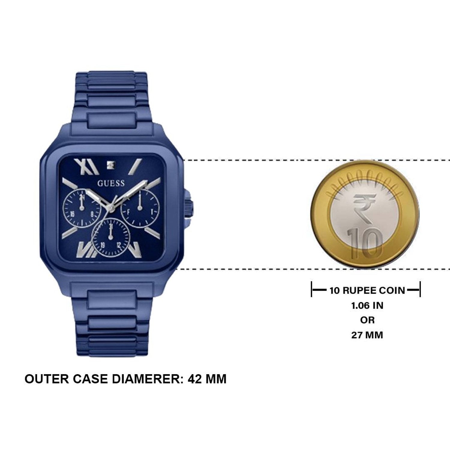 Guess Dress Multifunction Blue Dial Blue Steel Strap Watch for Men - GW0631G3