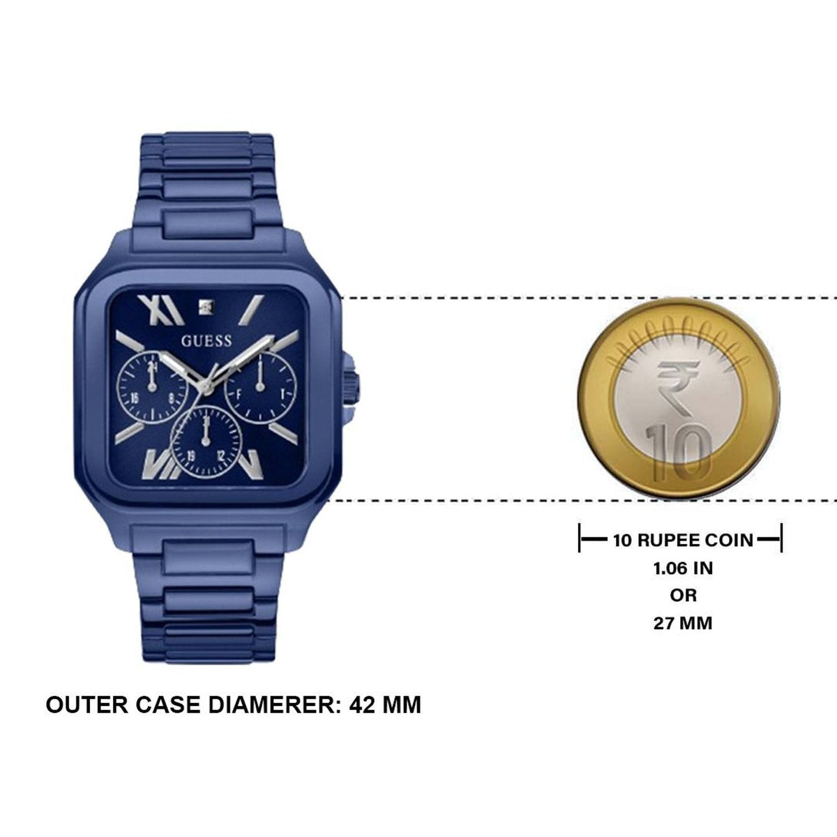 Guess Dress Multifunction Blue Dial Blue Steel Strap Watch for Men - GW0631G3
