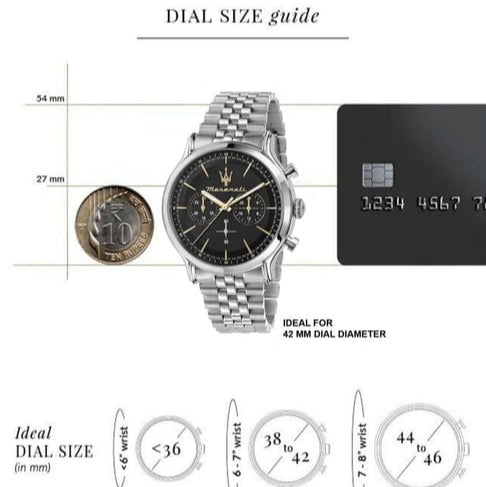 Maserati Epoca Chronograph Black Dial Silver Steel Strap Watch For Men - R8873618017