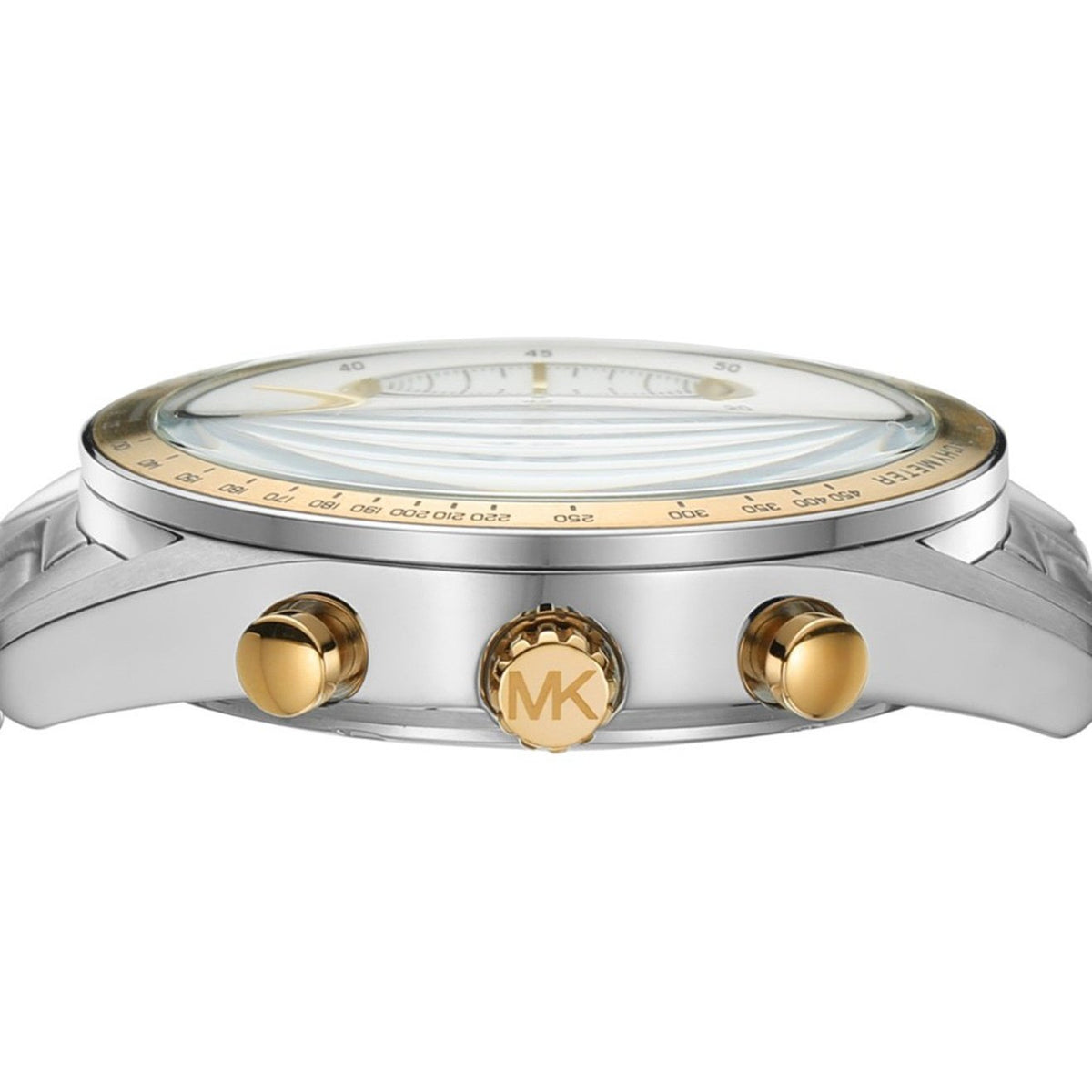 Michael Kors Accelerator Chronograph White Dial Silver Steel Strap Watch For Men - MK9112