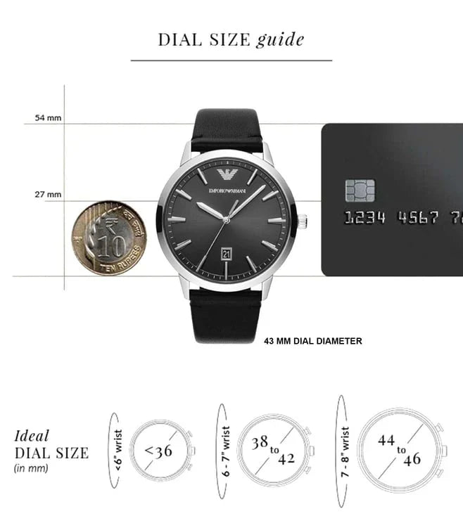 Emporio Armani Ruggero Black Dial Black Leather Strap Watch for Men - AR11193