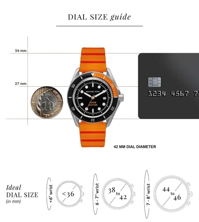 Michael Kors Maritime Three-Hand Analog Black Dial Orange Silicone Strap Watch for Men - MK9157