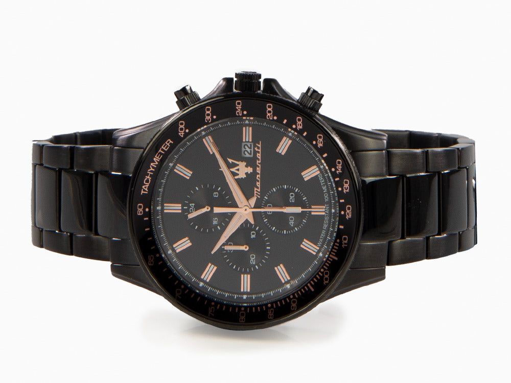 Maserati SFIDA Chronograph Black Dial Black Steel Strap Watch For Men - R8873640011
