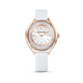 Swarovski Crystalline Aura Silver Dial White Leather Strap Watch for Women - 5519453