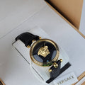 Versace Palazzo Empire Black Dial Black Leather Strap Watch for Women - VCO020017