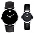 Movado Museum Classic Black Dial Black Leather Strap Watch for Men - 0607194