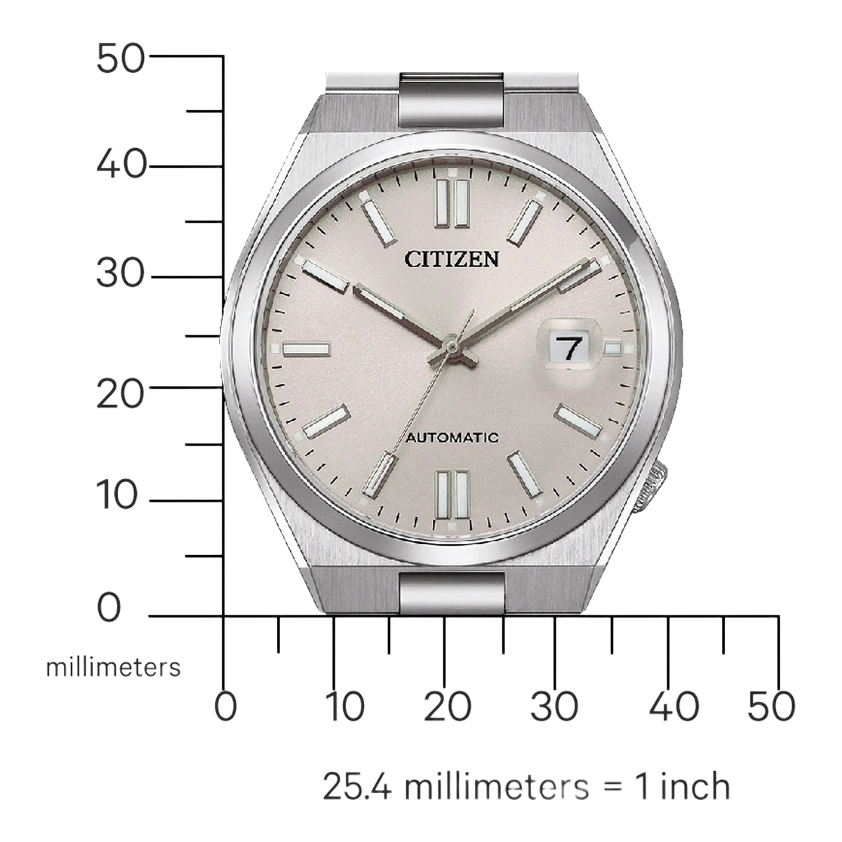 Citizen Tsuyosa Automatic Oatmeal White Dial Silver Steel Strap Watch For Men - NJ0151-88W