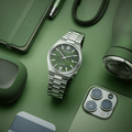 Citizen Tsuyosa Automatic Camouflage Green Dial Silver Steel Strap Watch For Men - NJ0159-86X