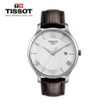 Tissot T Classic Tradition Silver Dial Brown Leather Strap Watch For Men - T063.610.16.038.00
