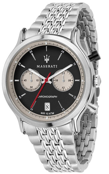 Maserati Legend Chronograph Black Dial Stainless Steel Watch For Men - R8873638001