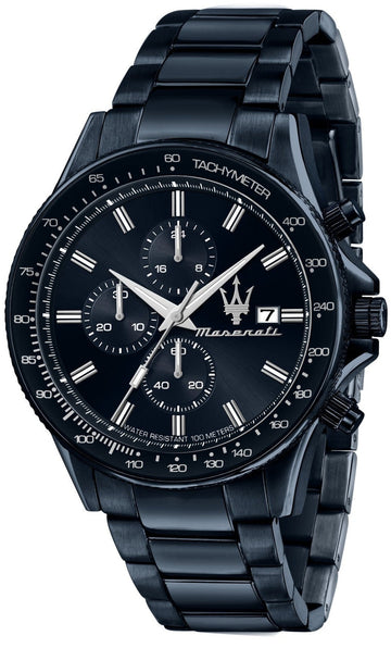 Maserati SFIDA Chronograph Blue Dial Blue Steel Strap Watch For Men - R8873640023