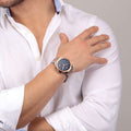 Maserati Stile Chronograph Blue Dial Rose Gold Two Tone Strap Watch For Men - R8873642002