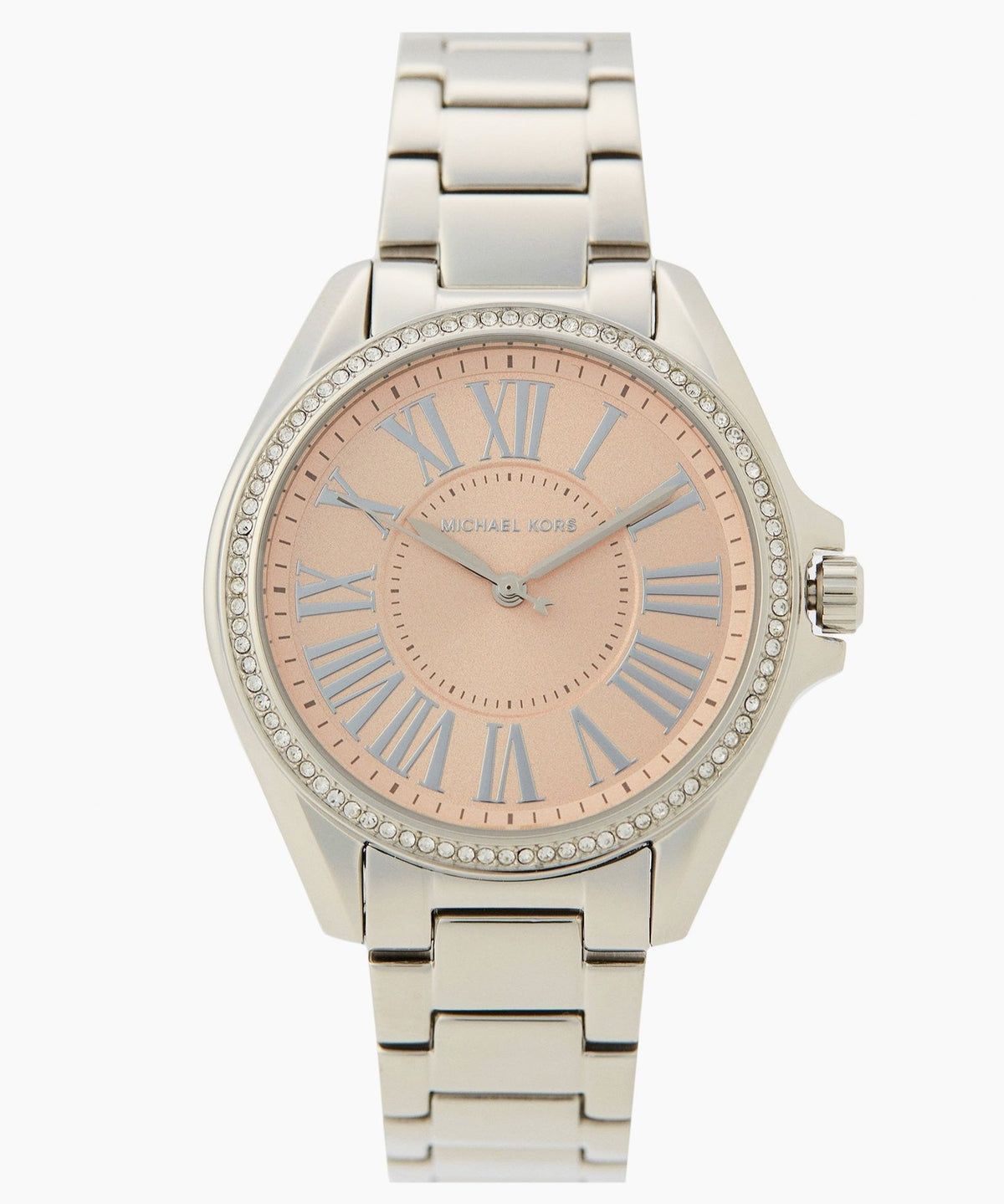 Michael Kors Kacie Three Hand Pink Dial Silver Steel Strap Watch for Women - MK6929