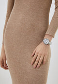 Guess Solstice Diamonds Silver Dial Silver Steel Strap Watch for Women - GW0403L1