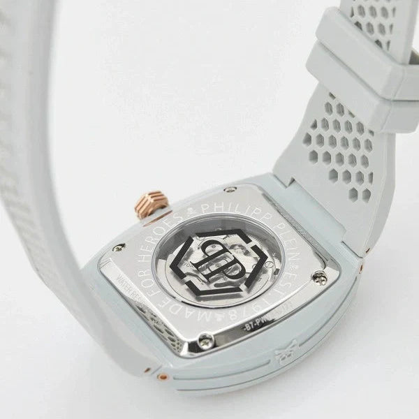 Philipp Plein The Skeleton White Dial White Silicone Strap Watch for Men - PWVBA0123