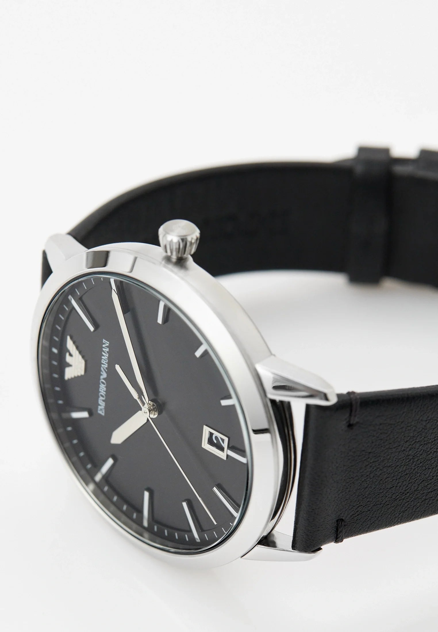 Emporio Armani Ruggero Black Dial Black Leather Strap Watch for Men - AR11193