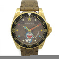 Gucci Dive Doraemon Quartz Brown Dial Brown Leather Strap Watch For Men - YA136335